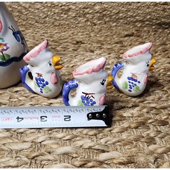 Vintage Pottery Hand Painted Rooster Pitcher Set Italy GIOVANNI VIETRI The Ants - Picture 16 of 16